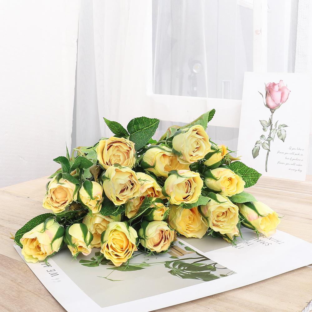 4 Heads Long Stem Artificial Flowers Wedding Decoration Silk Rose Fake Flowers Christmas Home Hotel Garden Decor Plants