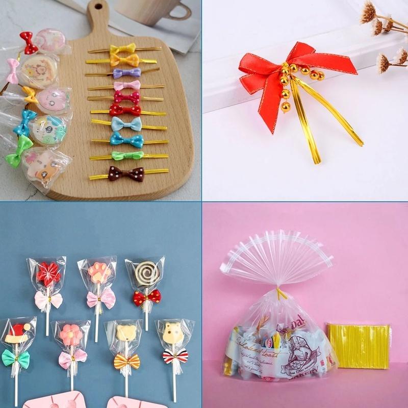 1 Bag Metallic Twist Tie Wire for Candy Lollipop Cake Cello Bag Party Gift 8cm.