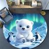 Polar Bear Round Area Rug,Carpet Rug for Living Room Bedroom Sofa Playroom Decor,Non-slip Floor Mat