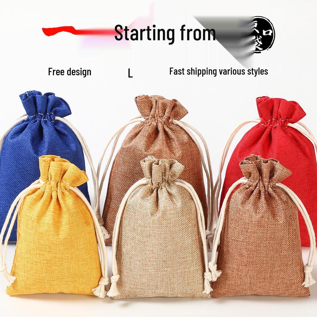 Custom Drawstring Wenwan, Cotton, Linen, or Rice Bag