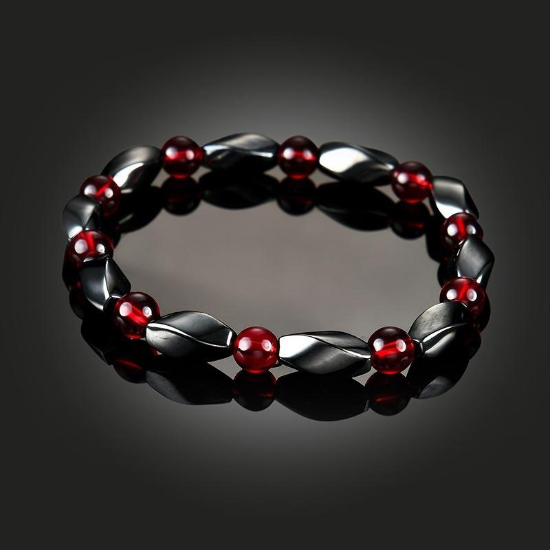 Elegant Weight Loss Round Black Stone Magnetic Therapy Bracelet For Health Care