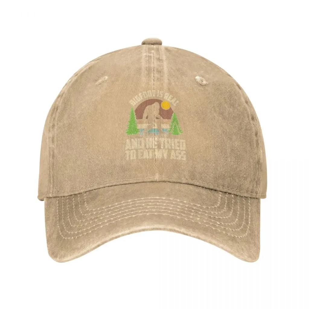 Bigfoot Is Real And He Tried To Eat My Ass Baseball Cap Distressed Washed Sasquatch Sun Cap for Men Women Outdoor Caps Hat
