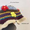 Korean Ins Retro Flower Crochet Bucket Hat For Women Handmade Knitted Hollow Basin Hat Ladies Spring Summer Sunscreen Sun Hat