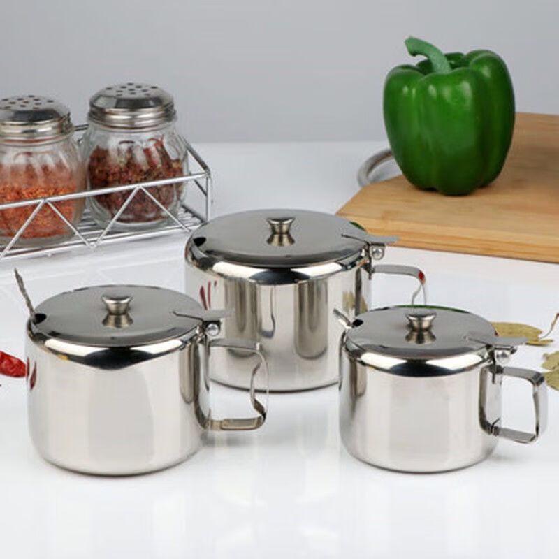 BeiYiPin Stainless Steel Condiment Jars with Lids & Spoons, 2-Pack