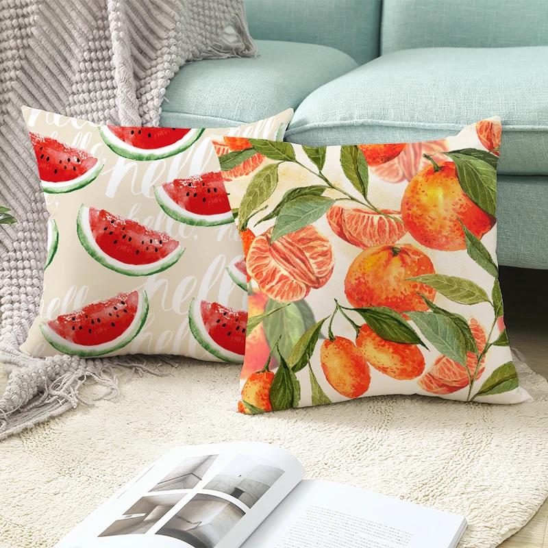 Summer Fruit Cushion Cover Lemon Orange Watermelon Decorative Pillow  Sofa  Home Decor