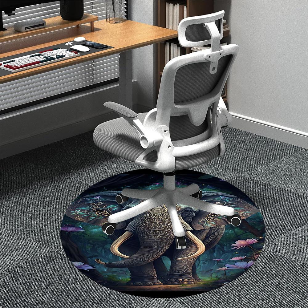 1pc Elephant Mandala Art Chair Carpet for Office, Soft Comfortable Mat For Office, Living Room, Bedroom, Machine Washable Carpet yy251112010