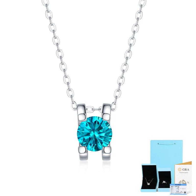 Bague Ringen S925 Silver Inlaid 1-3ct Color Moissanite Pendant Simple Ox Head Pendant Collarbone Necklace