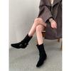 Coarse heel retro suede skinny short boots women's shoes 2025 new autumn and winter brown Martin boots French western ankle boots