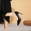 Soft leather nude high heels women's new patent leather pointed sexy stiletto shoes black professional work shoes