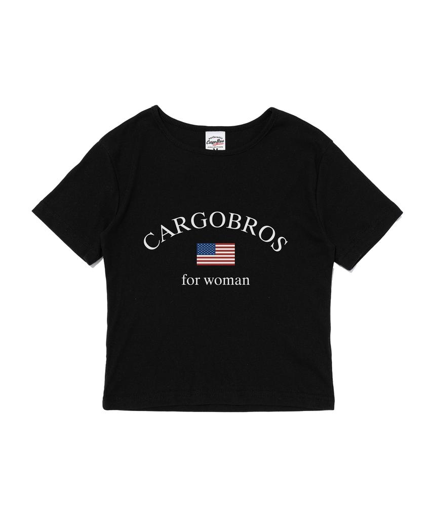 CARGOBROS FOR WOMAN Usa Logo Classic Short Sleeve T-Shirt (Black)