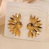 Classic Half Flower Stainless Steel Earring Women Mama 18K Gold-plated Stud Earring Wedding Jewelry Vacation Accessories Gifts
