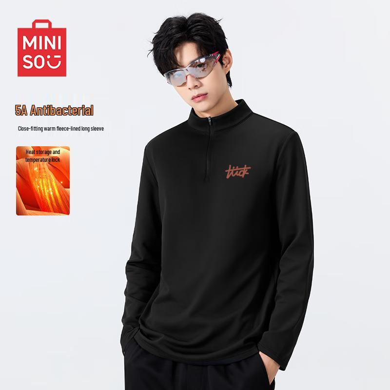 MINISO Men s Half-Zip Stand Collar Thermal Long Sleeve Tee XL
