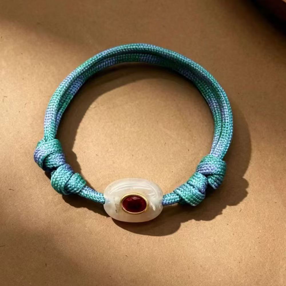European and American Natural Stone Devil's Eye Colorful Braided Adjustable Bracelet Dopamine Series Trendy Lucky Charm 2026 New