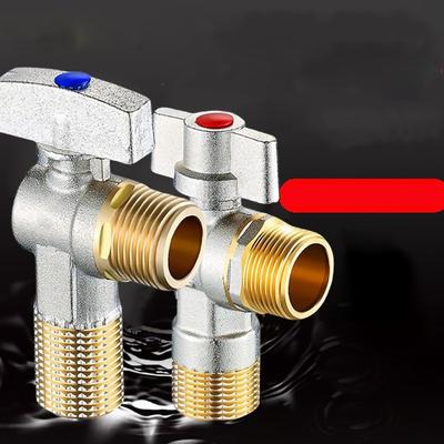 Hot and Cold Water Large Flow Water Stop Valves G1/2" with Handle Inlet Ball Valves Durable Brass Angle Valve Ball Core