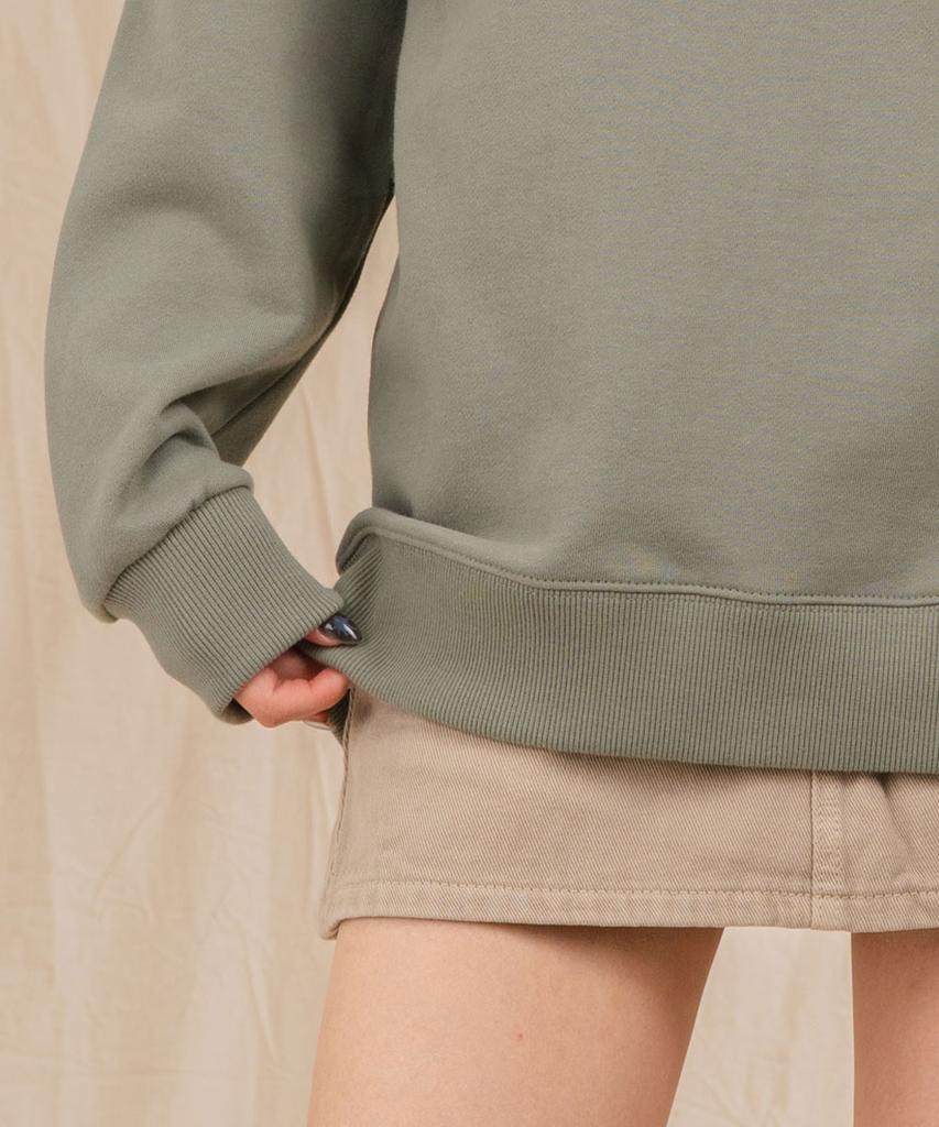 Ellamo Terry Basic Plain Oversized Sweatshirt [Green]