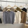 Women's Hooded Knitted Vest Autumn and Winter Zipper Cardigan Sweater Vest Top