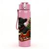 1PC Bear Christmas Sleigh 750ml Color Plastic Sports Water Bottle Leakproof Flip Straw Lid Suitable for Sports Office Home Use