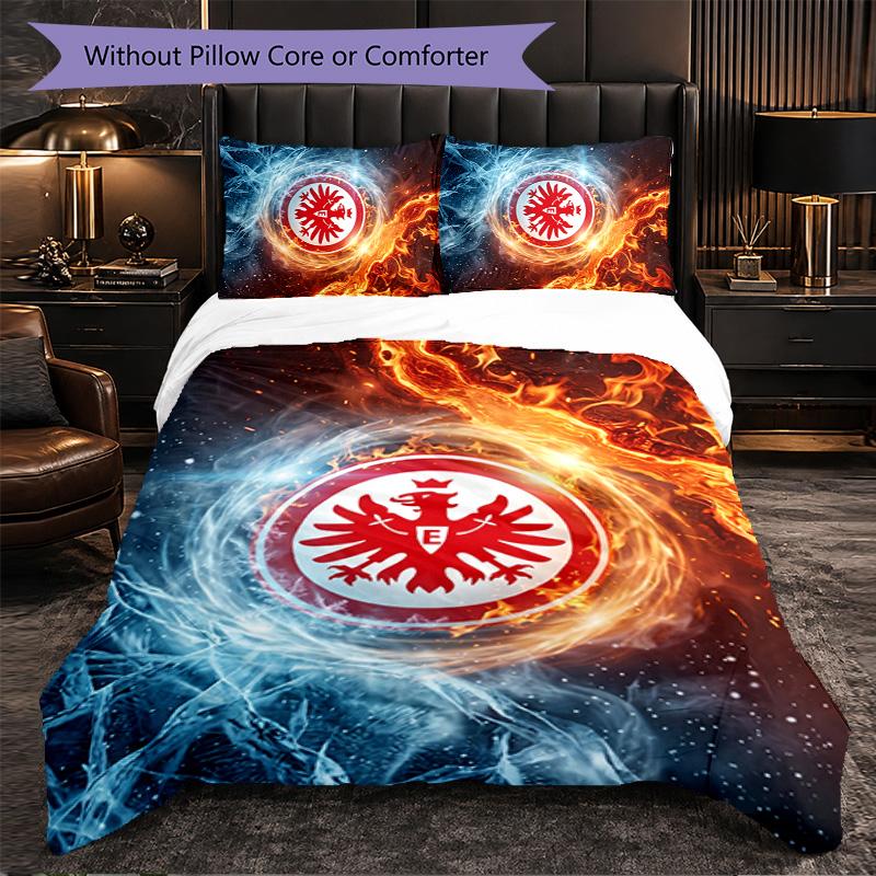 Eintracht Frankfurt Calcio Set Biancheria da Letto 3 Pezzi Morbido Copripiumino con Federe Set Decorazione Camera da Letto per la Casa