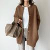 Women Winter Coat Single-breasted Solid Color Long Sleeves Loose Knitted Keep Warm Sweaters