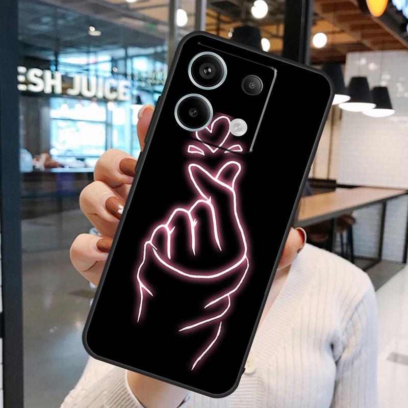 Kpop Finger Heart Case For Xiaomi Redmi Note 11 9 10 12 13 14 15 Pro Plus Redmi 15 15C 10C 12C 13C 14C Cover