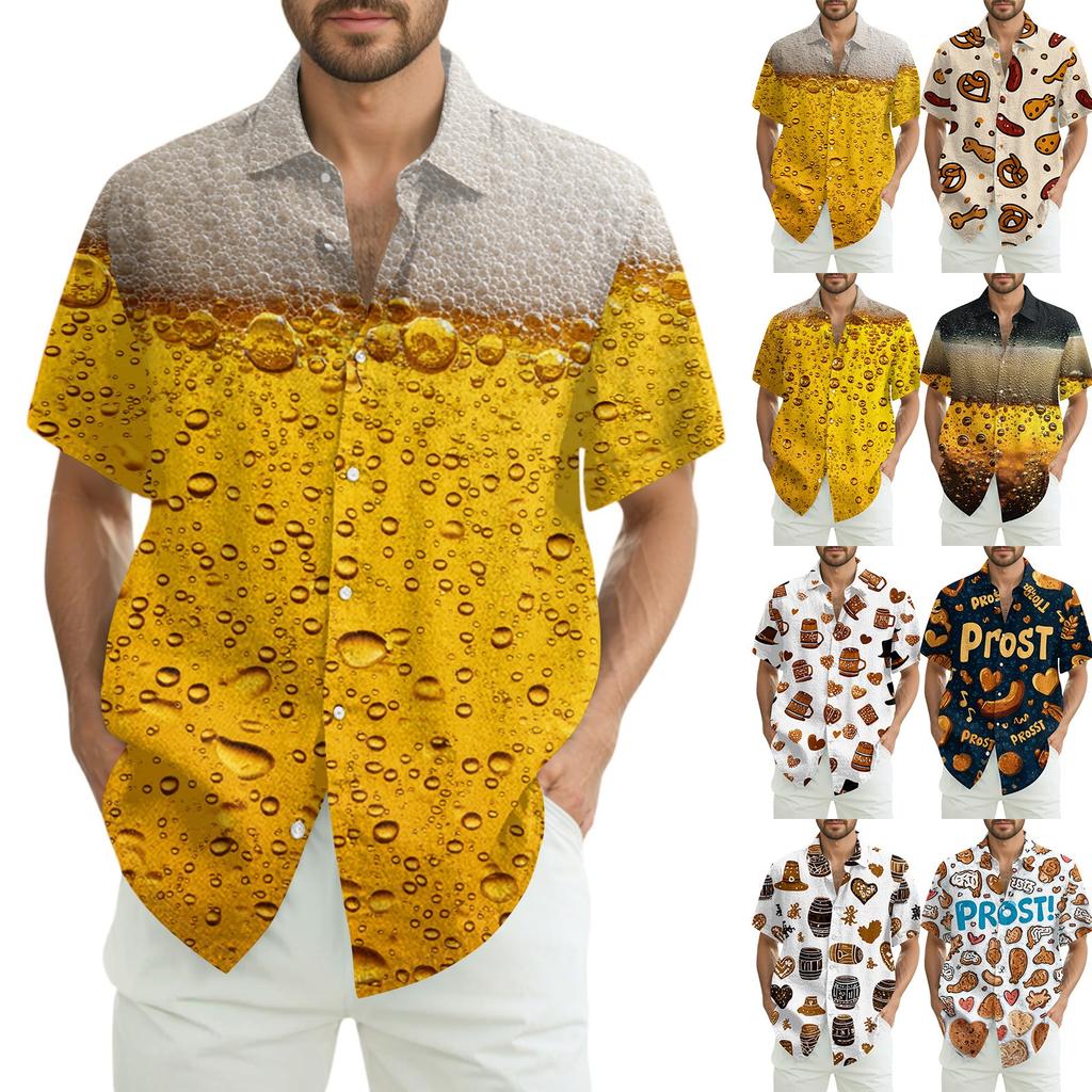 Men's Casual Casual Independence Day Print Short-sleeved Shirt