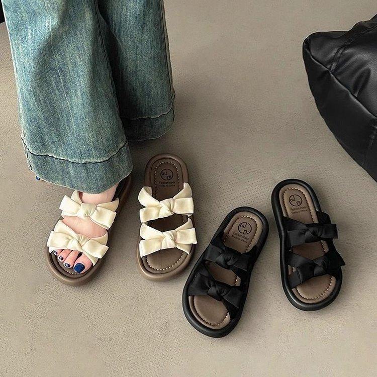 Popular Fashion Style Bow Cool Slippers Women's Models In the Summer of 2025 New Models Wear Versatile and Comfortable One-word Drag Tide