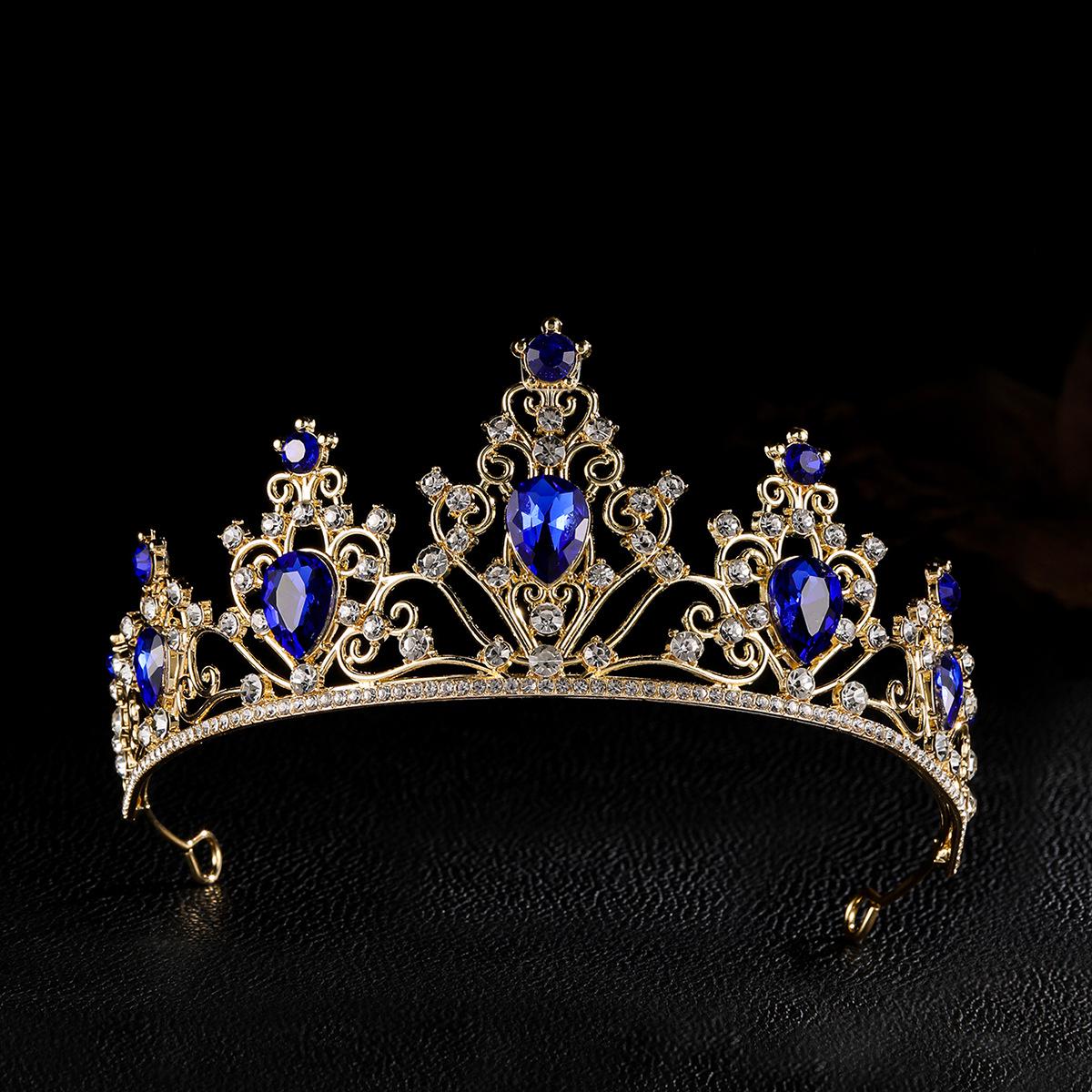 European  American Bride Rhinestone Ball Party Grand Crown Headdress Hair Clip