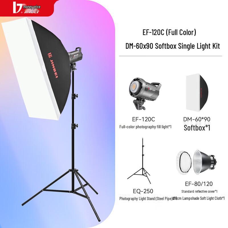JINBEI EF-120C RGB LED Photography Light Kit with Softbox