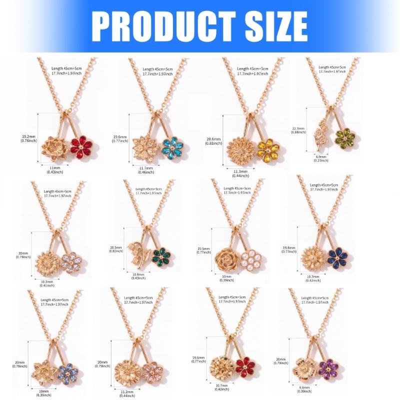 Floral Gift Necklace with Birth Flower Pendant, Gold-Tone Chain and Adjustable Extender for Birthday Gifting Jewelry