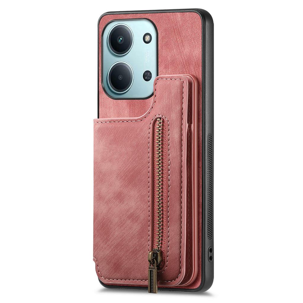 Phone Case For Xiaomi Redmi 15C 5G (EU) (173mm)/15C 4G (EU) (173mm) Retro Leather TPU Cover with Zipper Card Holder
