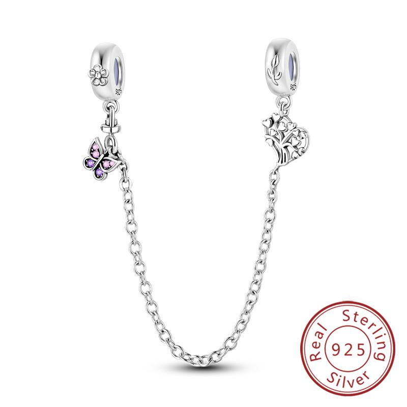 New Original Safety Chain Clasp Clip Charm Bead Copper Heart Bow Star Moon Fit Bracelet Diy Woman Girl Jewelry Gift