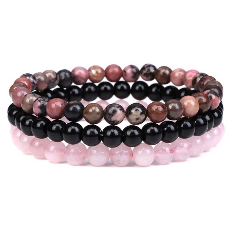 3 Pcs Set Bohemian Gemstone Bracelet Women Men Tiger Eye Black Obsidian Hematite Lucky Wealth Love Gift