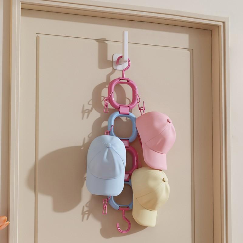 2/4/6Hook Rotating Cap Storage Rack with Hooks Clips Multi Functional Space Saving Home Organization Tool Cap Hanger Rack