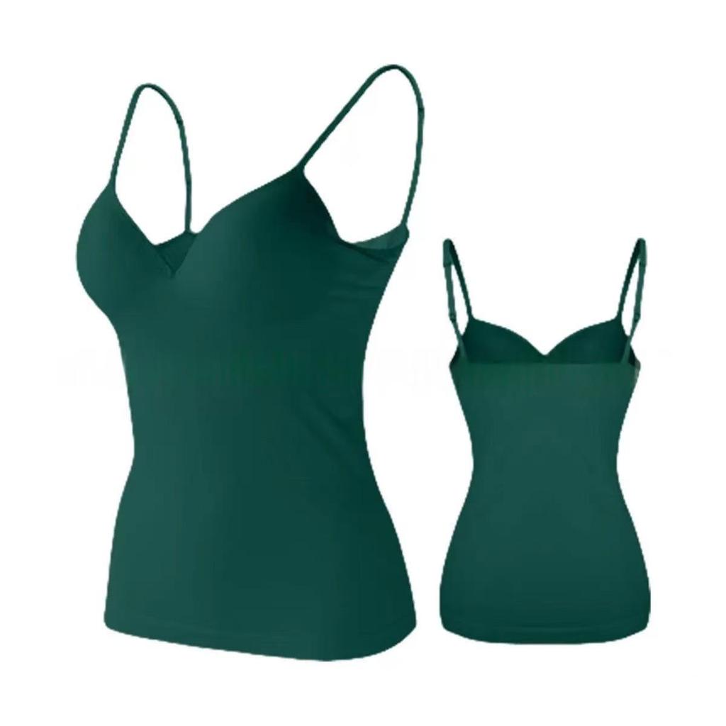 Plus-Size Women's Backless V-Neck Modal Camisole with Built-in Bra for Yoga