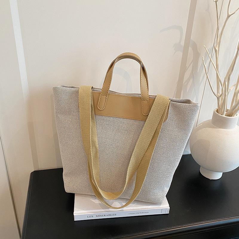 Summer New Shoulder Armpit Bag Large Capacity Retro Contrasting Color Design Literary Commuter Tote Bag Handbag