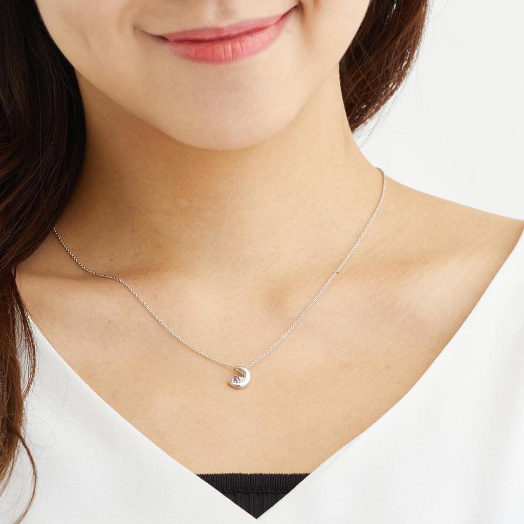 Sears July Natural Crescent Teddy Bear Plush Women's Necklace, Birthstone, Ruby, Diamond, Moon, Silver, Pink, Toy, E-1625-tdt-01-p07