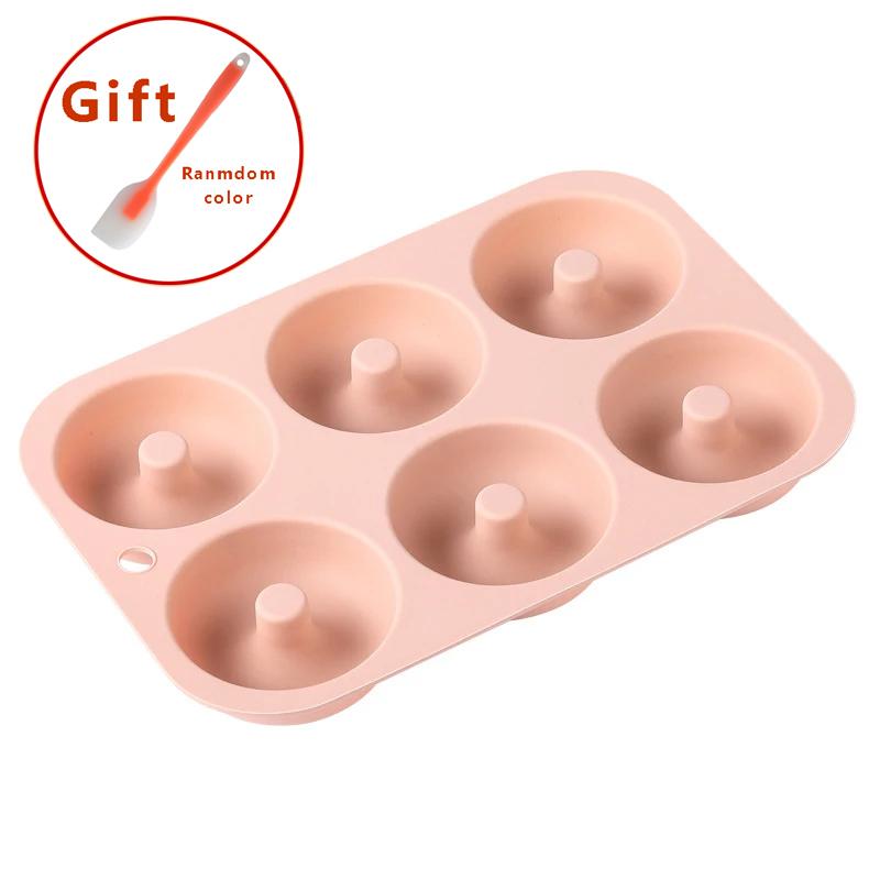 

6Gravity Baking Mold Non-stick Donut Chocolate Mould Food Grade Silicone Cupcake Pan DIY Muffin Kitchen Tool for Oven Bakeware рожевий