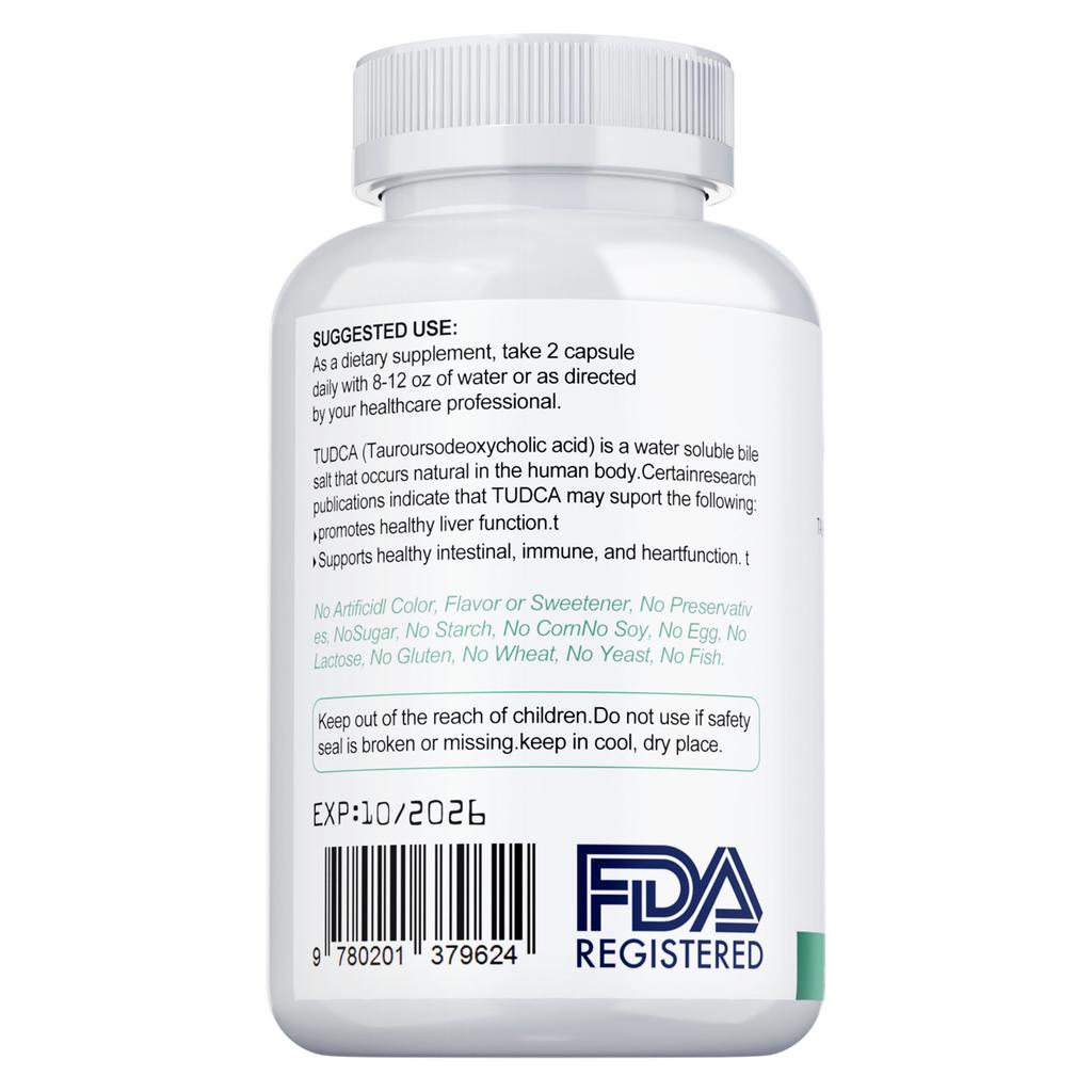 Integratore Premium TUDCA Acido Tauroursodeossicolico per il Supporto del Fegato per Disintossicazione e Pulizia del Fegato Capsule Vegetariane Aiutano la Salute del Fegato, dei Reni e della Cistifellea
