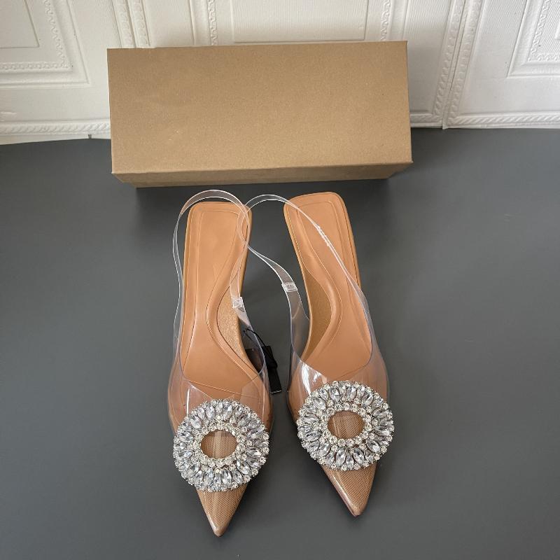 New Rhinestone Stiletto Transparent Crystal High Heel Sandals Women Summer Shoes