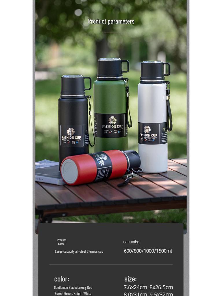 Portable Large-Capacity Double-Wall Insulated Stainless Steel Water Cup