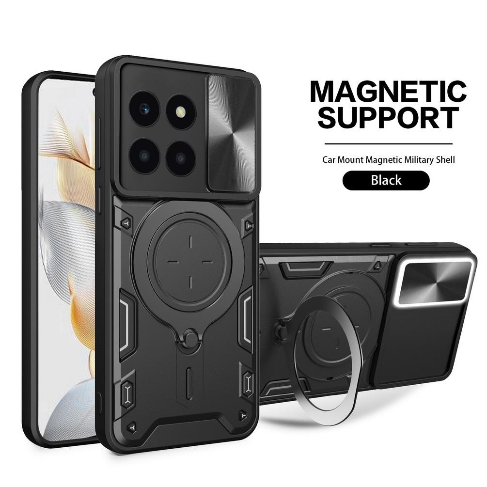 

Защитный чехол с металлическим кольцом для камеры Honor Magic 6 Pro Magic6 Lite Honor X9B X9A, гибридный вращающийся держатель-держатель For Magic 6 Pro чёрный