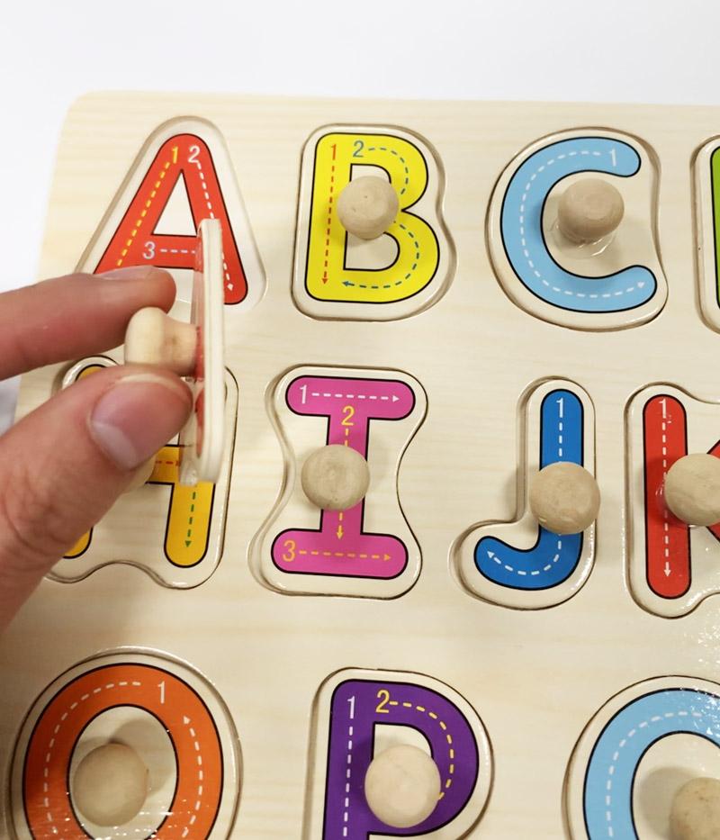 Big Size Baby Montessori Wooden Puzzle Hand Grab Board Set Educational Toys Infantil Cartoon Number Letter Math Puzzle Kids Gift