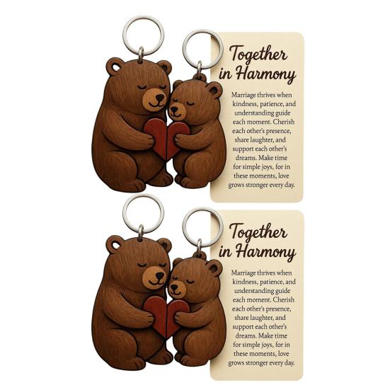 1/2Pcs Bear Couple Keychain Set Hug Matching Keychain Car Backpack Key Holder Festive Party Accessory