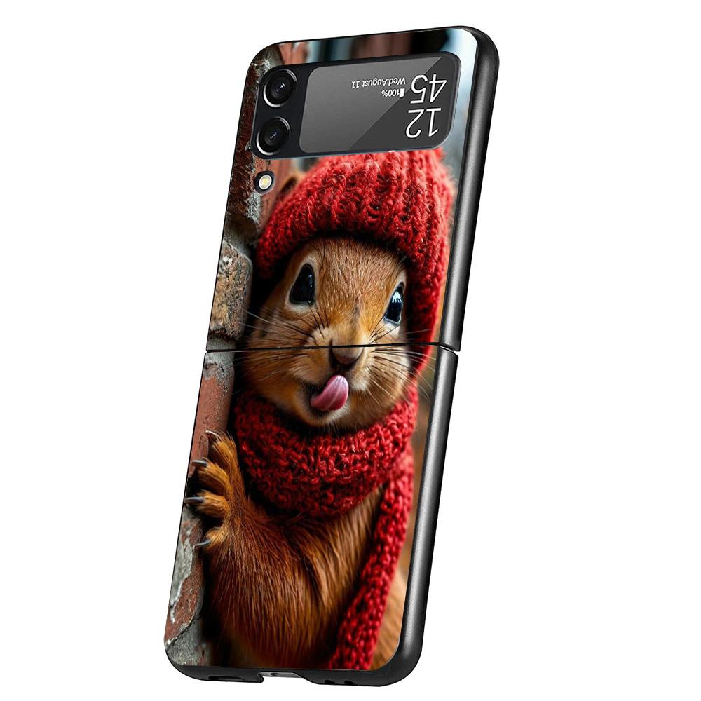 Animal Squirrel Phone Case For Samsung Galaxy Z Flip 7 6 5 4 3 5G Cover ZFlip7 ZFlip6 ZFlip4 ZFlip5 ZFlip3 Coque Fundas Galaxy Z