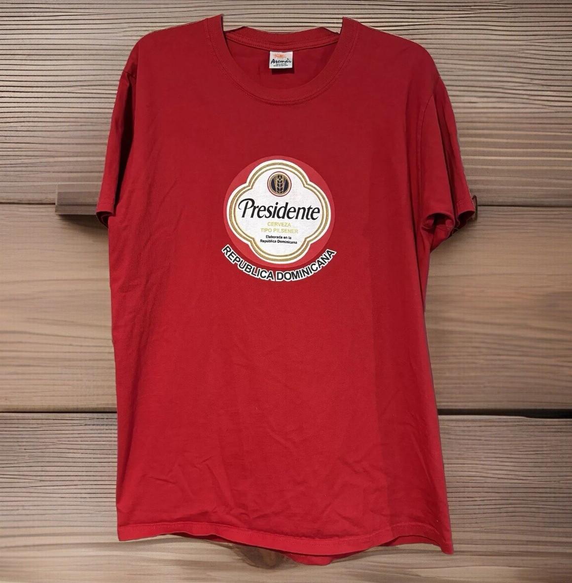 Presidente Cerveza Beer L Red Republica Dominicana Logo Cotton Aremar Unisex T-Shirt XXXXL