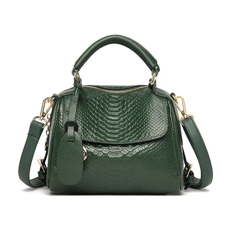 

Сумка из натуральной кожи, женская сумка с крокодиловым узором, большая вместимость, женская сумка через плечо в стиле ретро, однотонная, с узором личи