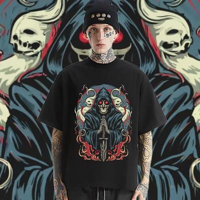 Death Μπλουζάκι με Στρογγυλή Λαιμόκοψη Oversized Φαρδύ Τοπ Ρετρό Harajuku Στυλ Ραπ Μπλουζάκι Graphic Βαμβακερό T-shirt Casual Unisex T-shirt Custom