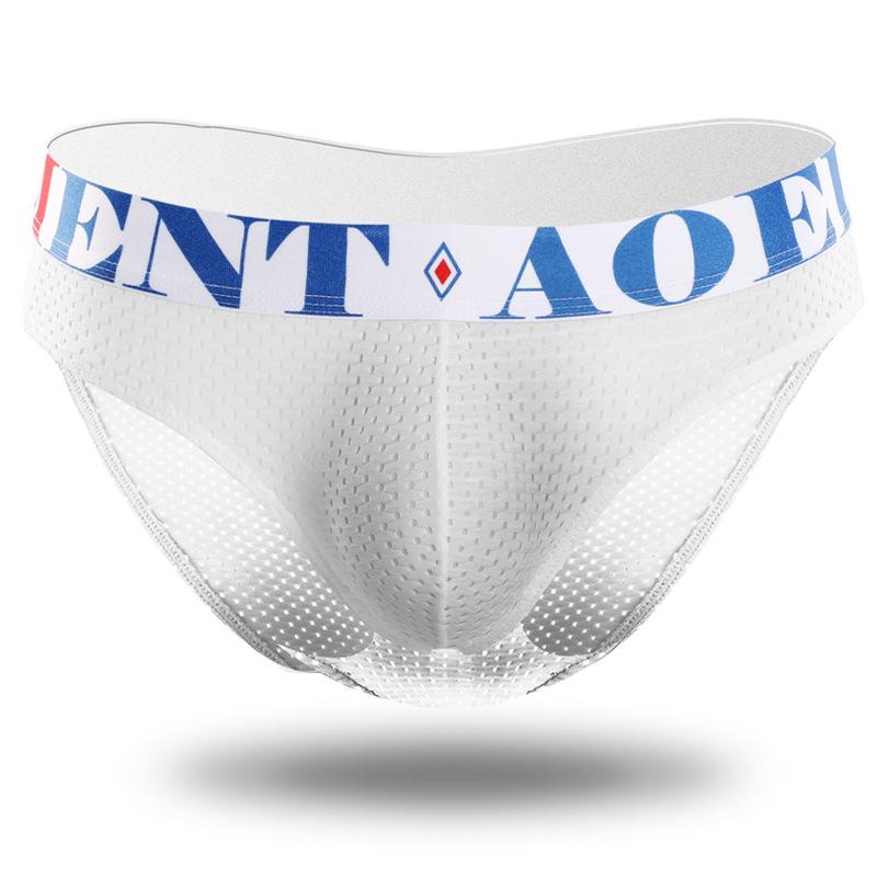 Pánské trendy síťované slipy s nízkým pasem, prodyšné spodní prádlo z ledového hedvábí