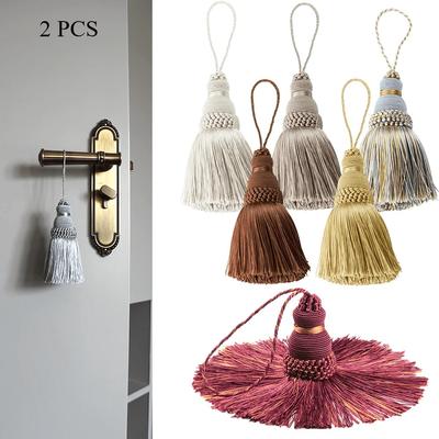 2pcs Home Decor Hanging Rope Silk Tassel Fringe Tassel Trim Garment Decoration Key Tassels For DIY Embellish Curtain Accessories