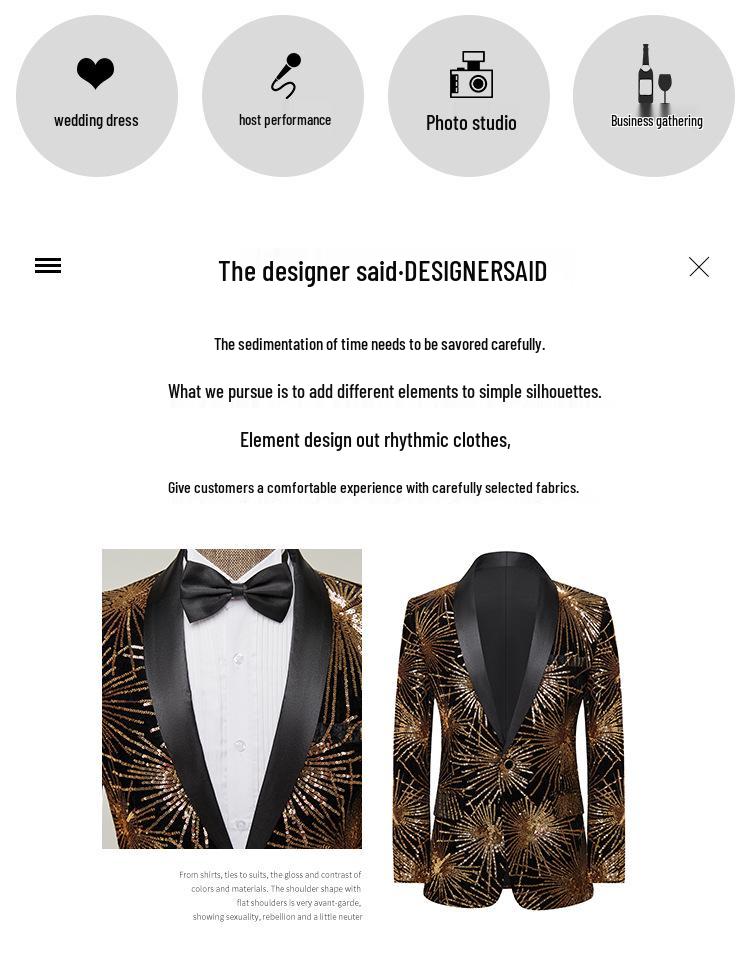 Jachetă Tuxedo Trendy cu Paiete pentru Bărbați, pentru Performanță pe Scenă